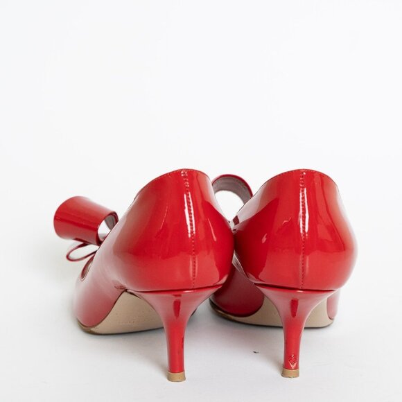Valentino Garavani Couture Patent Leather Pumps Bow Peep Toe Kitten Heel EU 37.5 - Picture 14 of 14